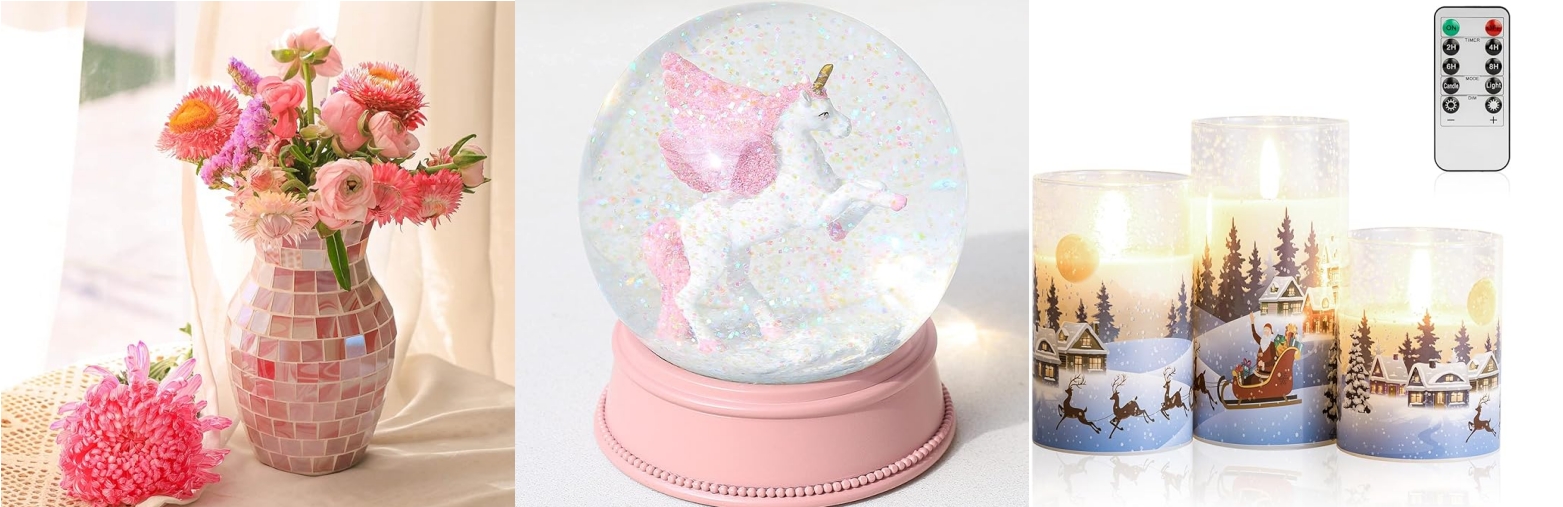 Unicorn Snow Globes for Girls, 100MM Pink Glitter Glass Snowglobe for Kids, Christmas Birthday Gifts for Girls,Wife,Daughter, Granddaughter