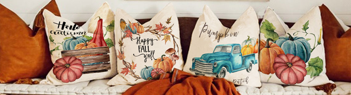 ZWJD Fall Pillow Covers 18x18 Set of 4 Pumpkin Truck Fall Decorations Pillow Covers Thanksgiving Autumn Theme Fall Decor Grateful Thanksgiving Cushion Cover 18 X 18Inches