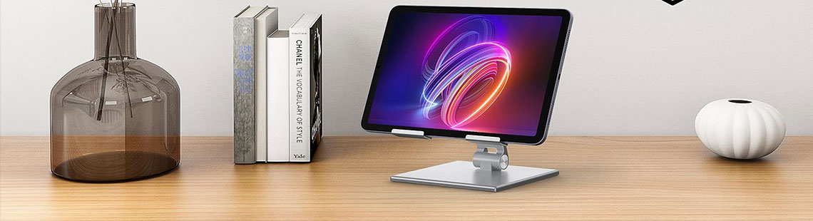 ALASHI Tablet Stand for Desk, Multi-Angle Adjustable, Foldable Portable Handmade Tablet Stands, Ergonomic Design Tablet Holder Compatible with 4 to 13 Inches Tablets, Grey