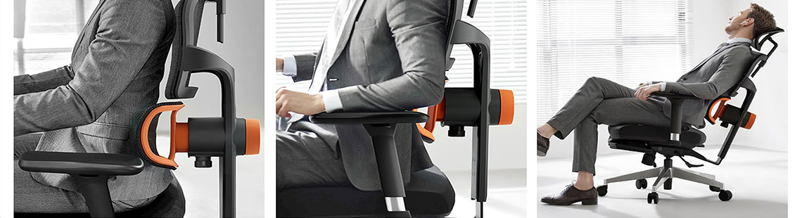 Newtral Ergonomic Office Chair with Footrest- High Back Desk Chair with Unique Adjustable Lumbar Support, Seat Depth Adjustment, Tilt Function, 4D Armrest Recliner Chair for Home Office