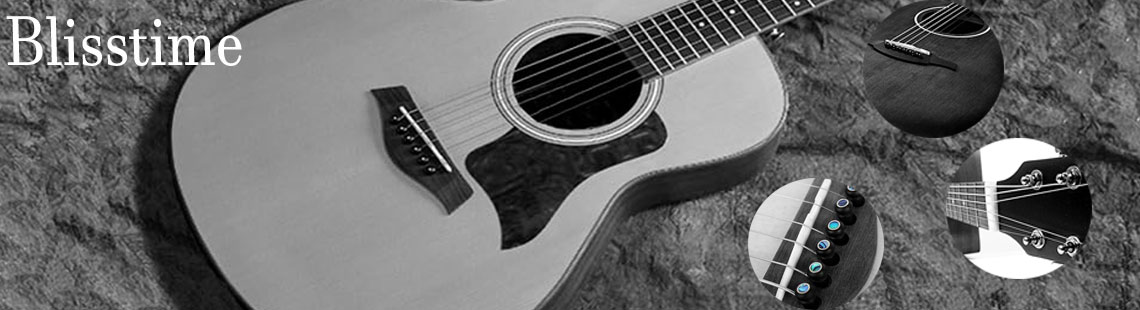 Blisstime 6 String Acoustic Guitar Bone Bridge Saddle and Nut and 6pcs Ebony Guitar Bridge Pins