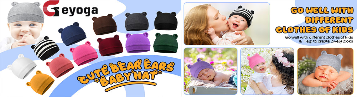 6 Pieces Newborn Baby Hat Bear Ears Infant Caps Baby Boy Girl Toddler Hats Infant Beanie Caps for 0-3 Months